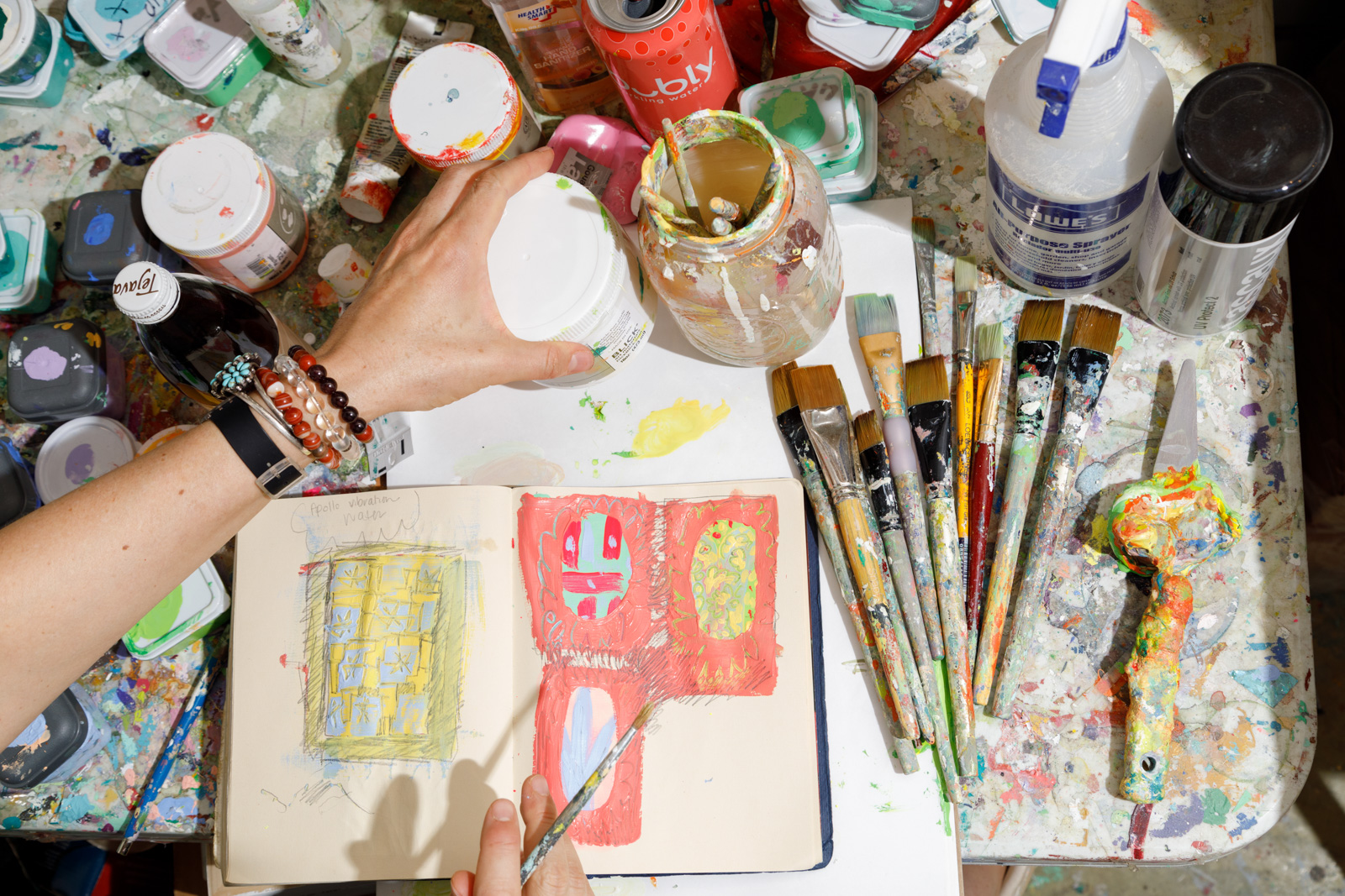 Artist_In_Her_Studio_Paint_Supplies